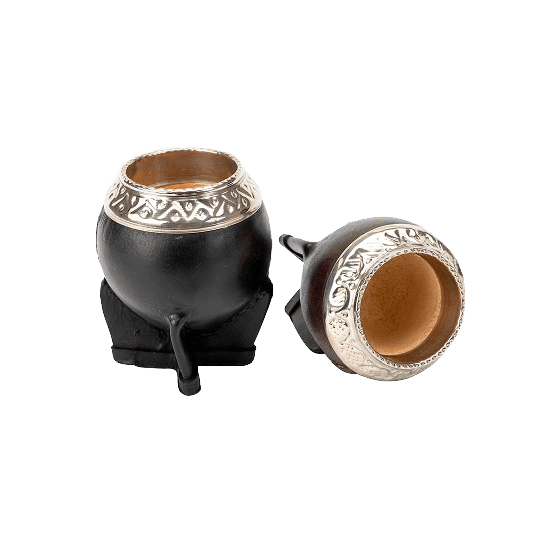 Leather Calebasse "Concordia" Torpedo Mate Gourd Cup Set With German Silver