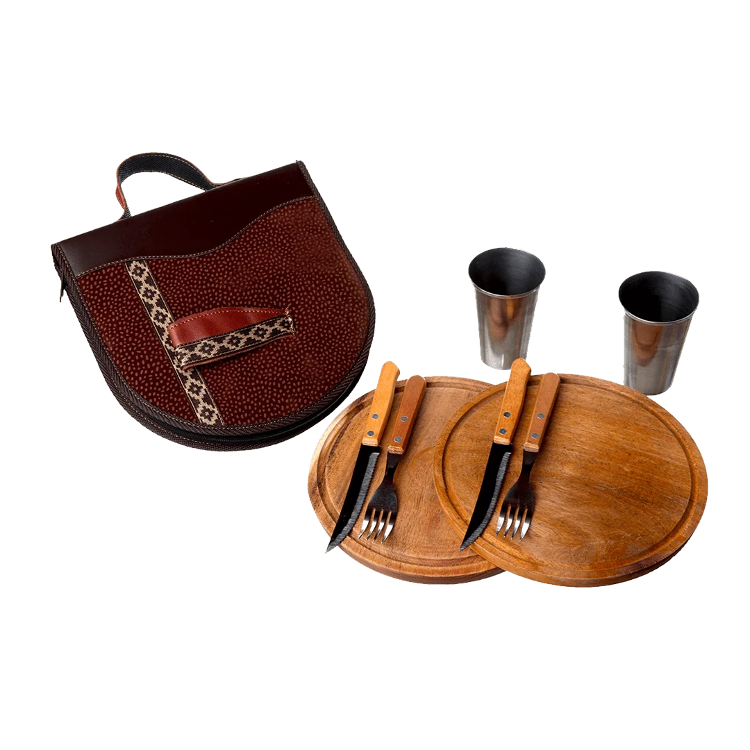 Leather Double Round Roasting Set
