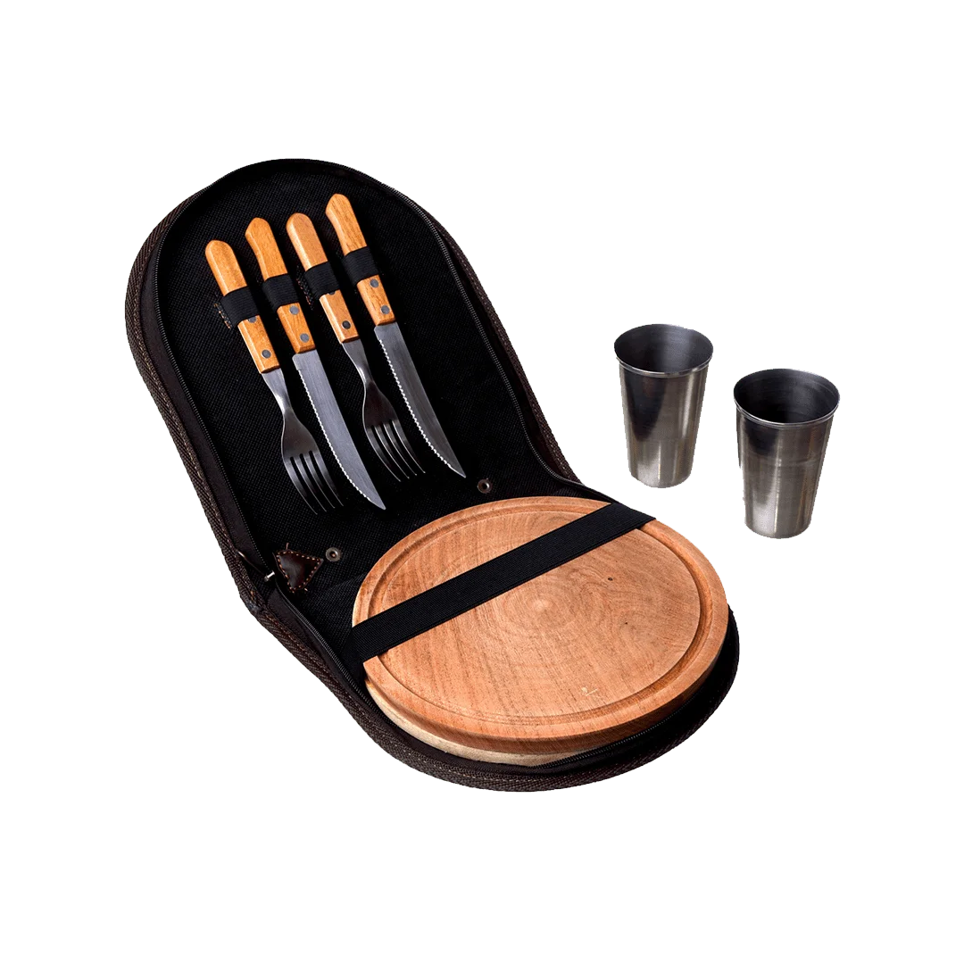 Leather Double Round Roasting Set