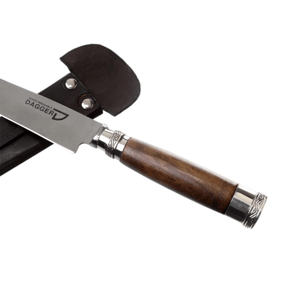 Argentine Gaucho Wood And Double Silver Ferrule Steak Knife For Barbecue