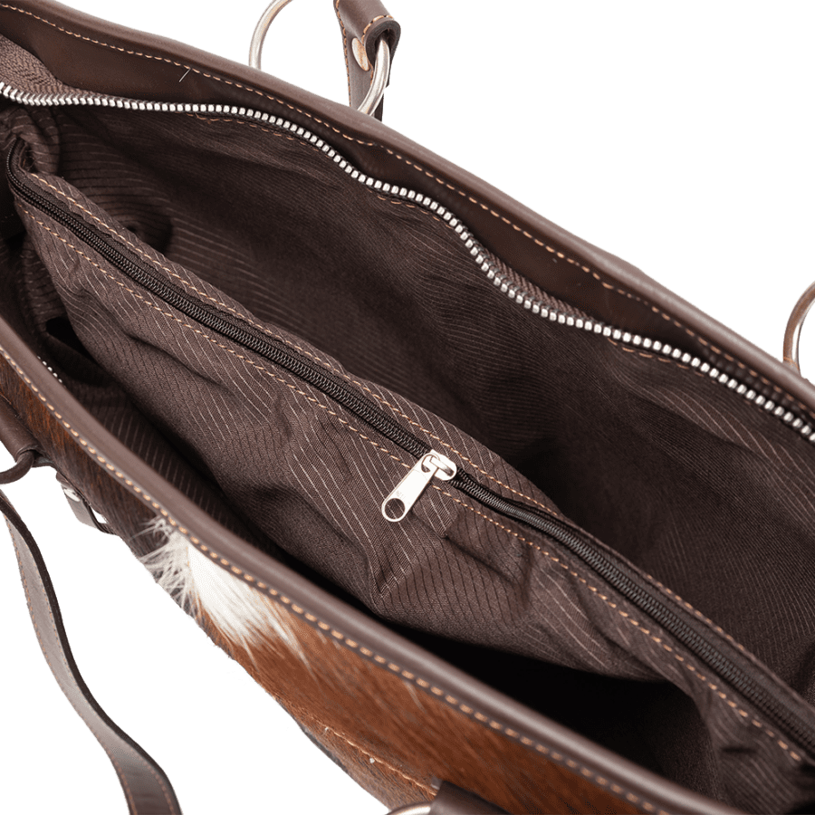 Cowhide Leather Bag With Handles