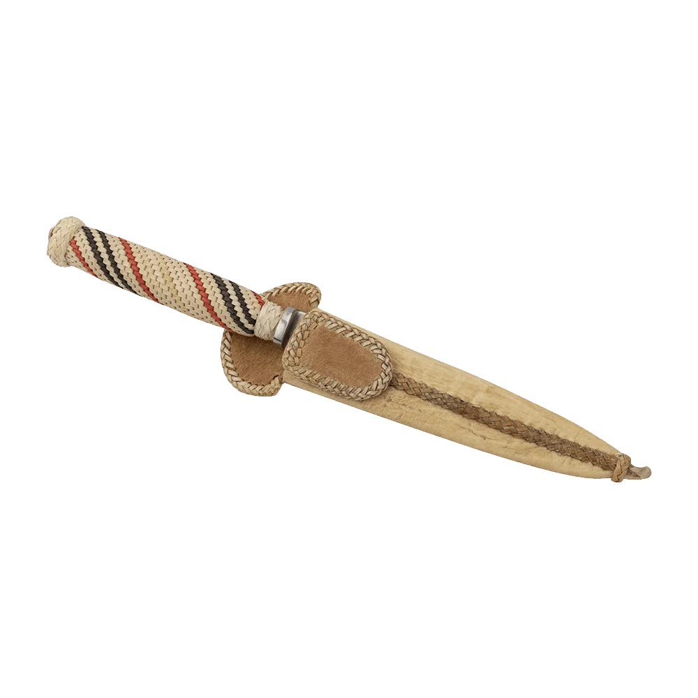 Argentine Gaucho Thick Braided Leather Steak Knife For Barbecue
