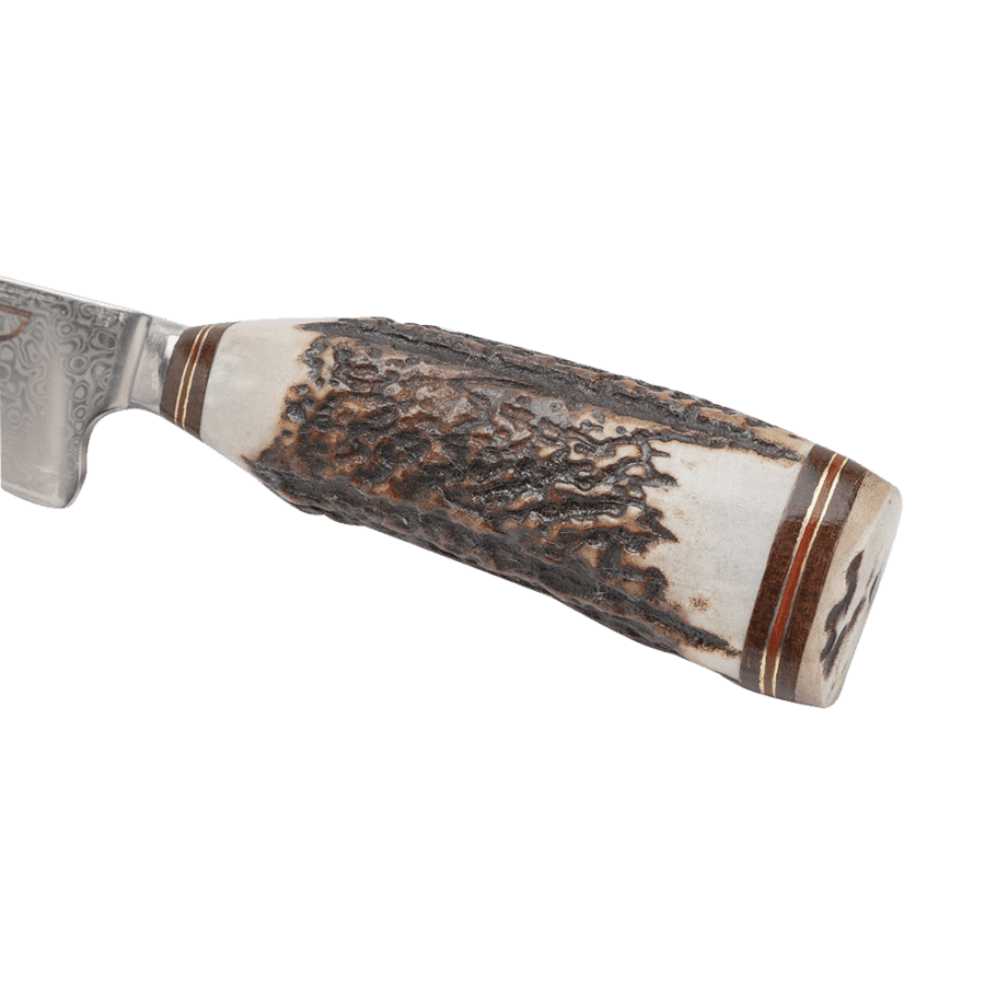 Argentine Gaucho Deer Horn Knife For Barbecue. 7.87" Damascus Steel +Vg10 Knife Blade