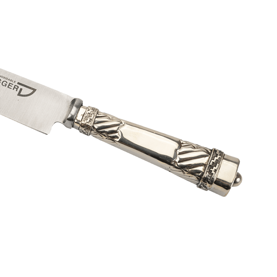 Argentine Gaucho German Silver Chiseled Steak Knife For Barbecue Striped Design