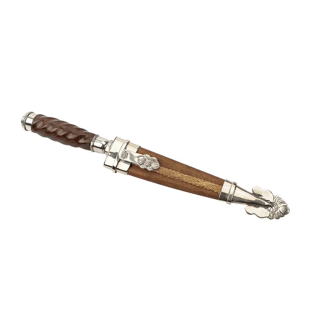 Argentine Gaucho Galloned Wood And German Silver Chiseled Steak Knife For Barbecue