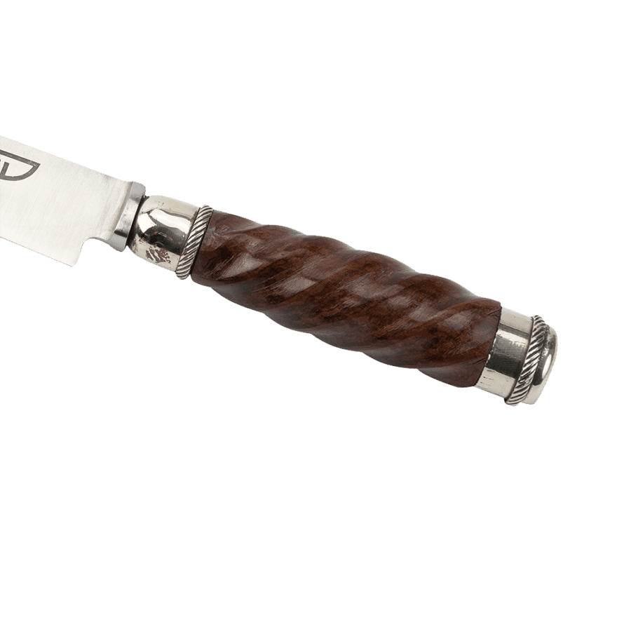 Argentine Gaucho Galloned Wood And German Silver Chiseled Steak Knife For Barbecue
