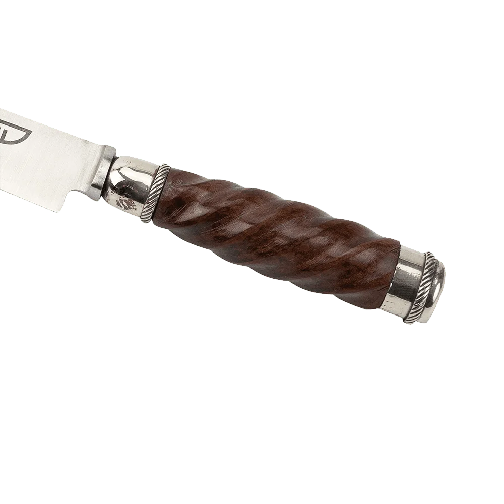 Argentine Gaucho Galloned Wood And German Silver Chiseled Steak Knife For Barbecue