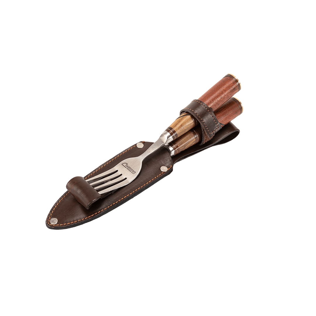 Picnic Knife And Fork Set 5.51" With Wood Handles