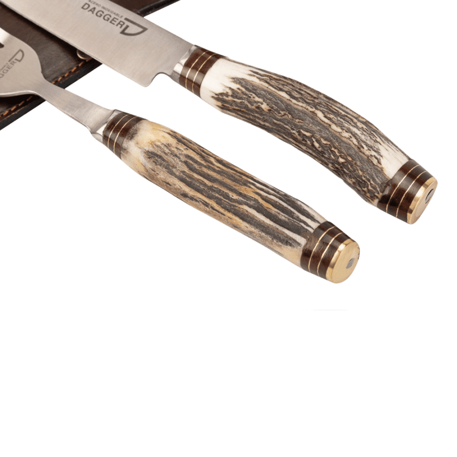 Gaucho Knife And Fork Steak Set 5.51" With Deer Antler Handles