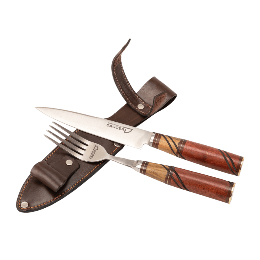 Gaucho Knife And Fork Steak Set 5.51" With Wood Handles
