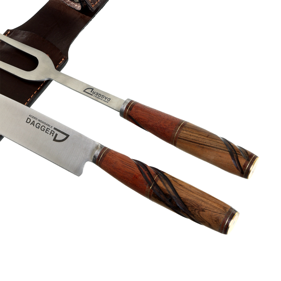Carving Knife And Fork Set 7.8" With Wood Handles