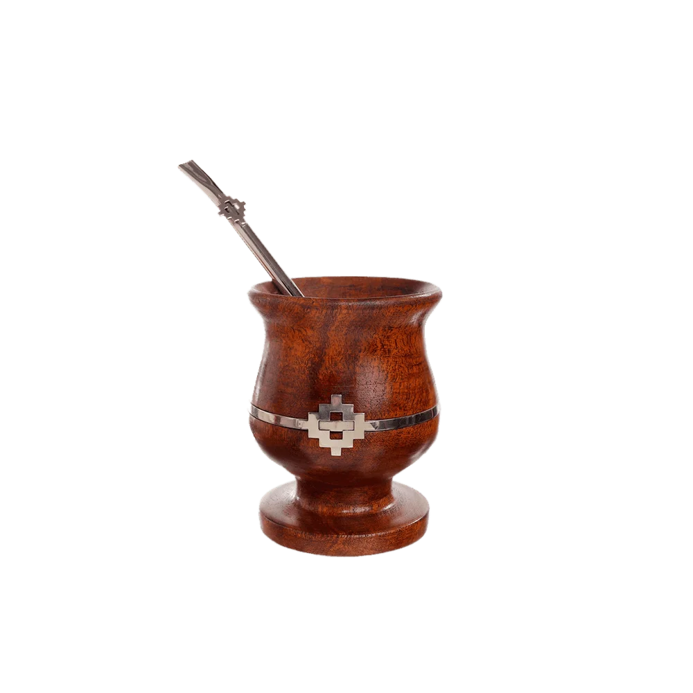 Wooden Mate Cup Model With German Silver Straw and Details