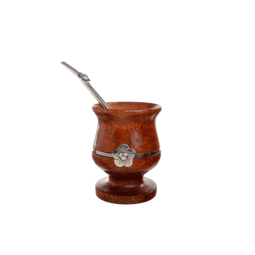 Wooden Mate Cup Model With German Silver Straw and Details