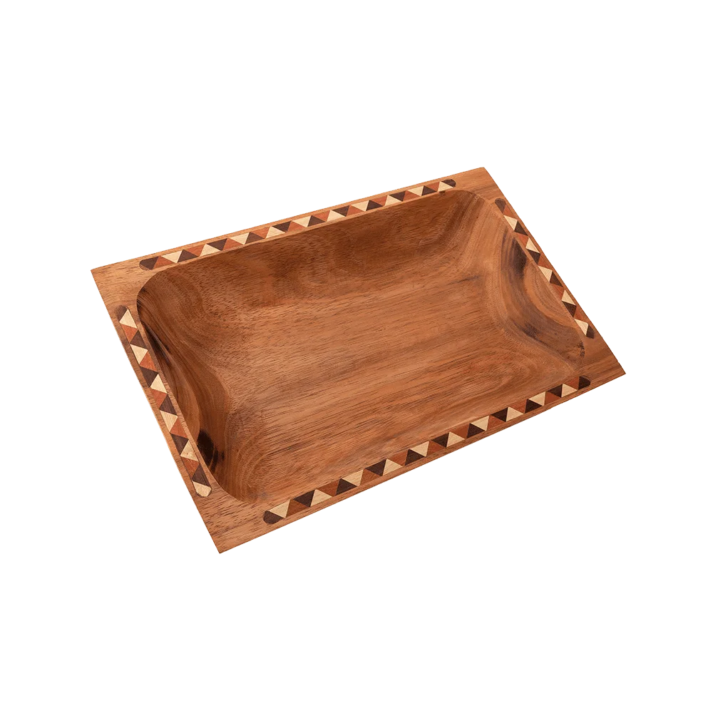 Pacara Wood Rectangular Snack Appetizer Tray With Divisions