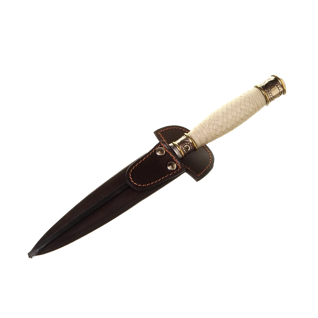 Braided Leather and Nickel Silver Double Worked Ferrules Steak Knife - Image 3