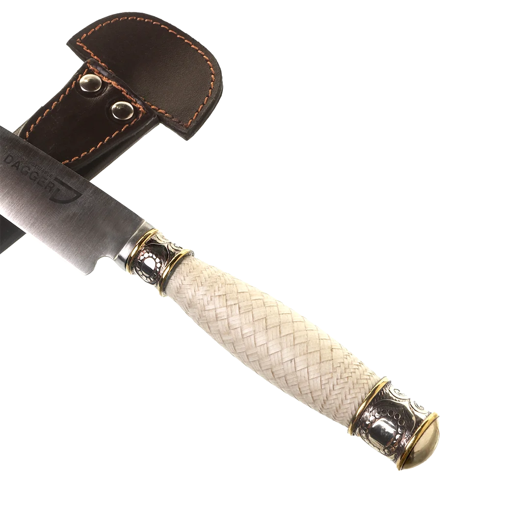 Braided Leather and Nickel Silver Double Worked Ferrules Steak Knife - Image 2