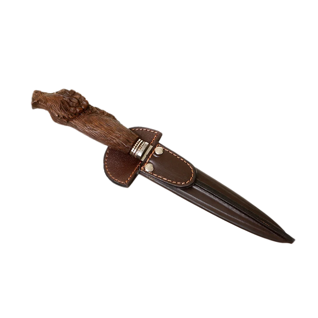 Goat Carved Wood Handle Steak Knife