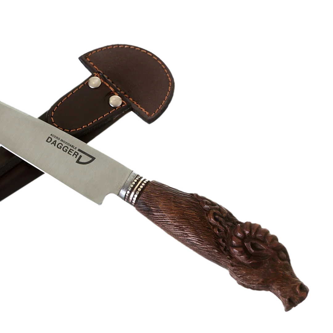 Goat Carved Wood Handle Steak Knife