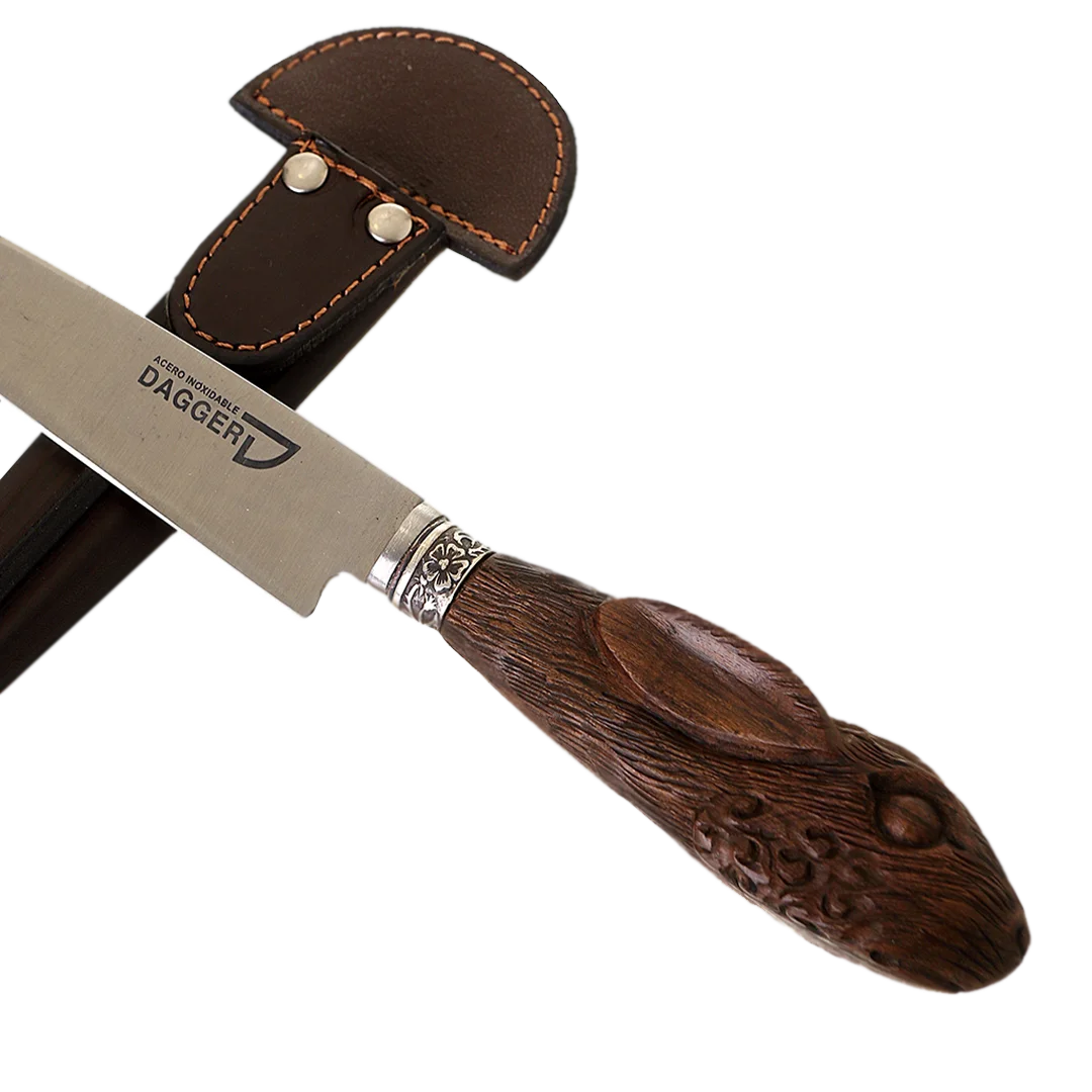 Rabbit Carved Wood Handle Steak Knife