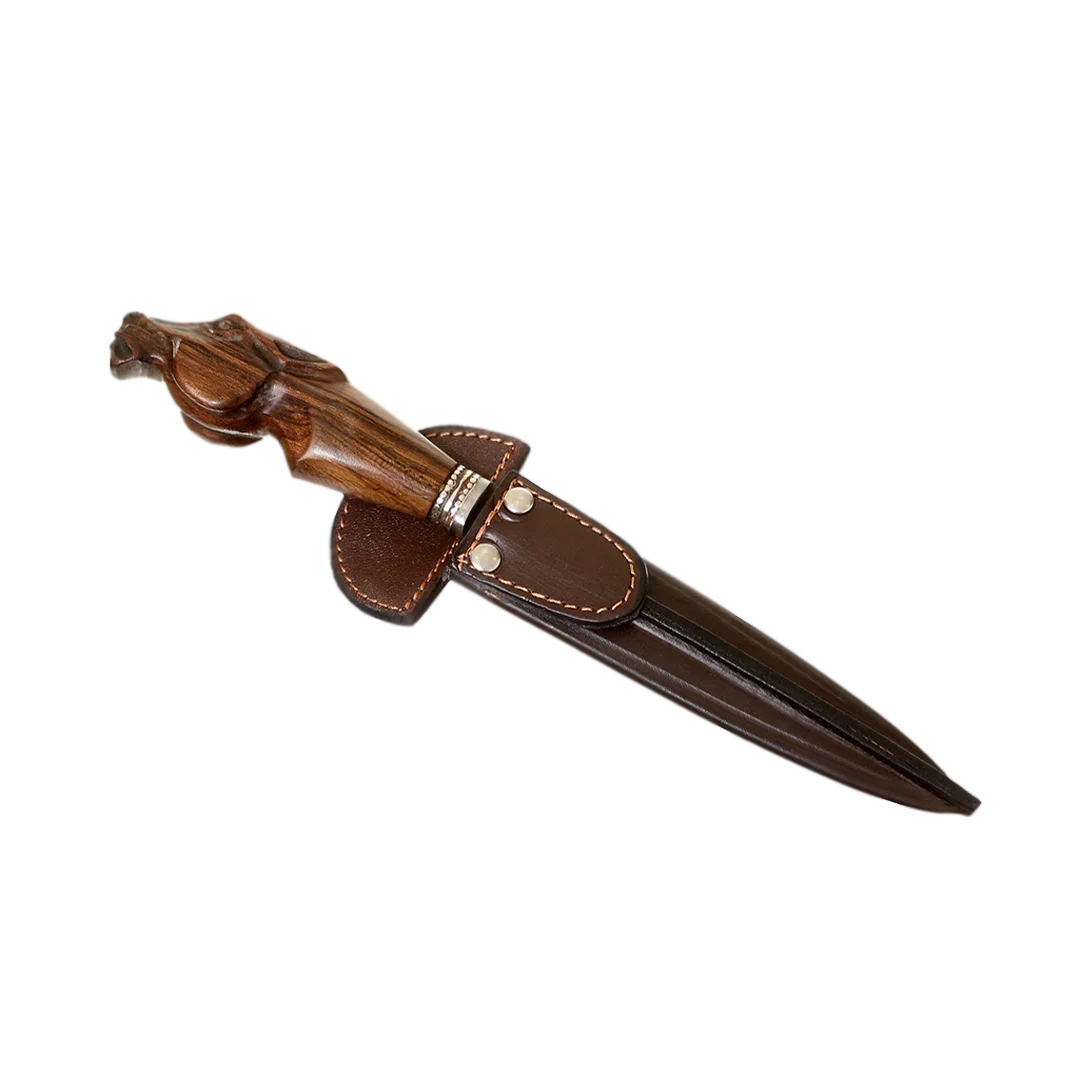 Horse Carved Wood Handle Steak Knife