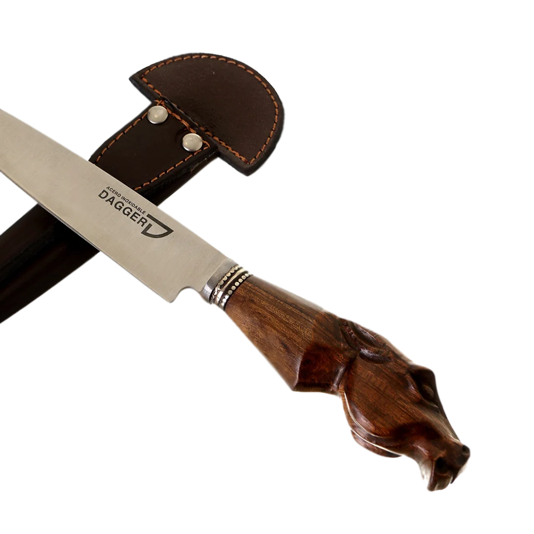 Horse Carved Wood Handle Steak Knife