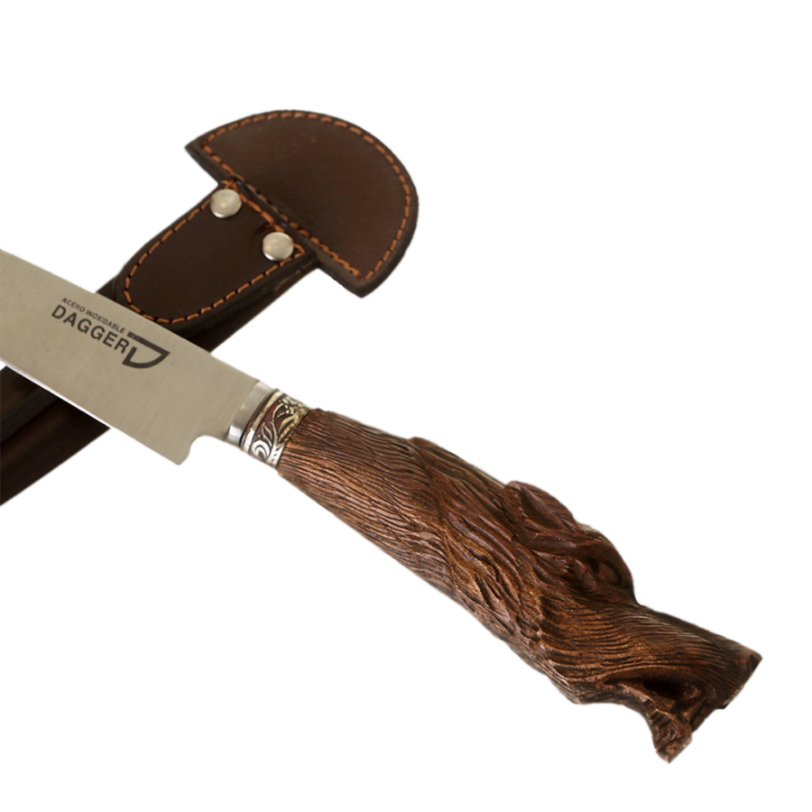 Wolf Carved Wood Handle Steak Knife
