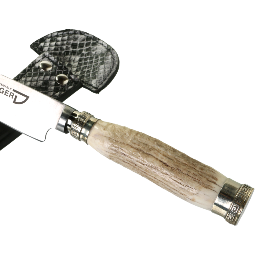 Argentinian Gaucho Knife With Deer Antler and Nickel Silver Handle with Viper Sheath