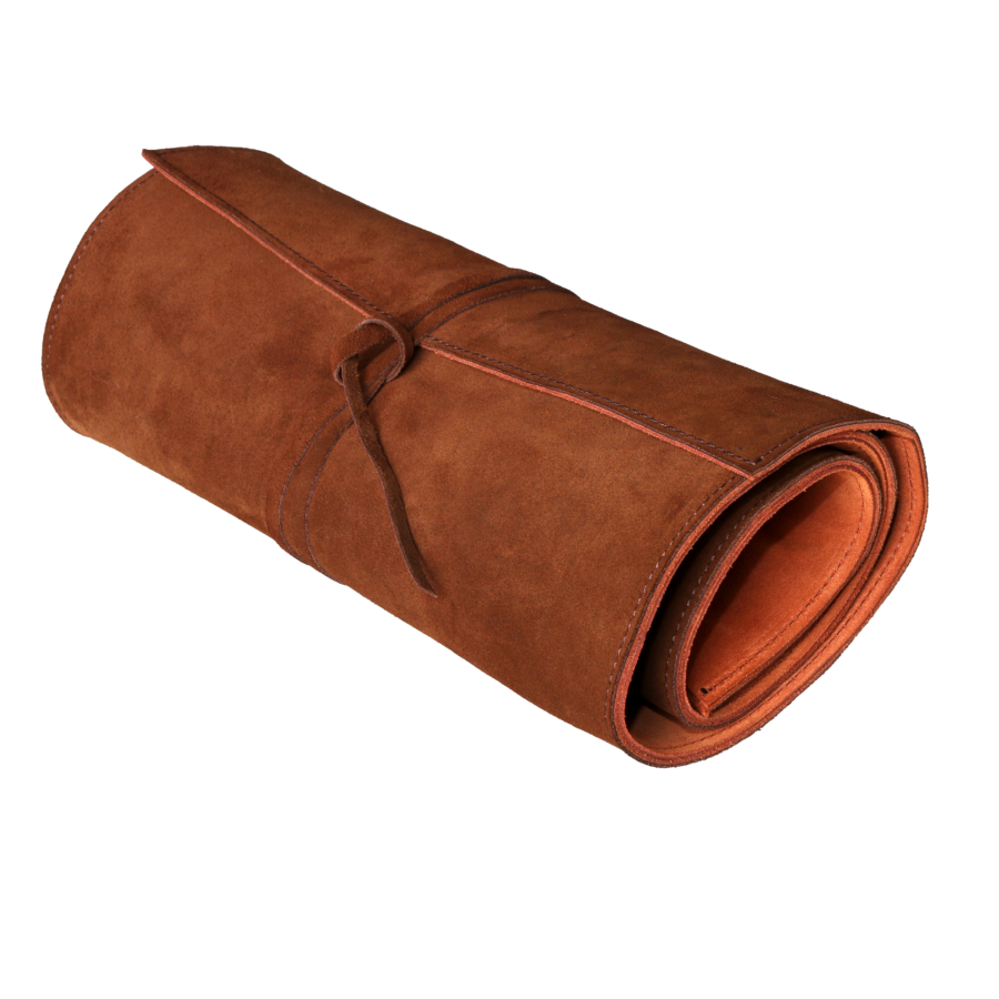 Brown Suede Leather Sheath for 6 Knives and Forks