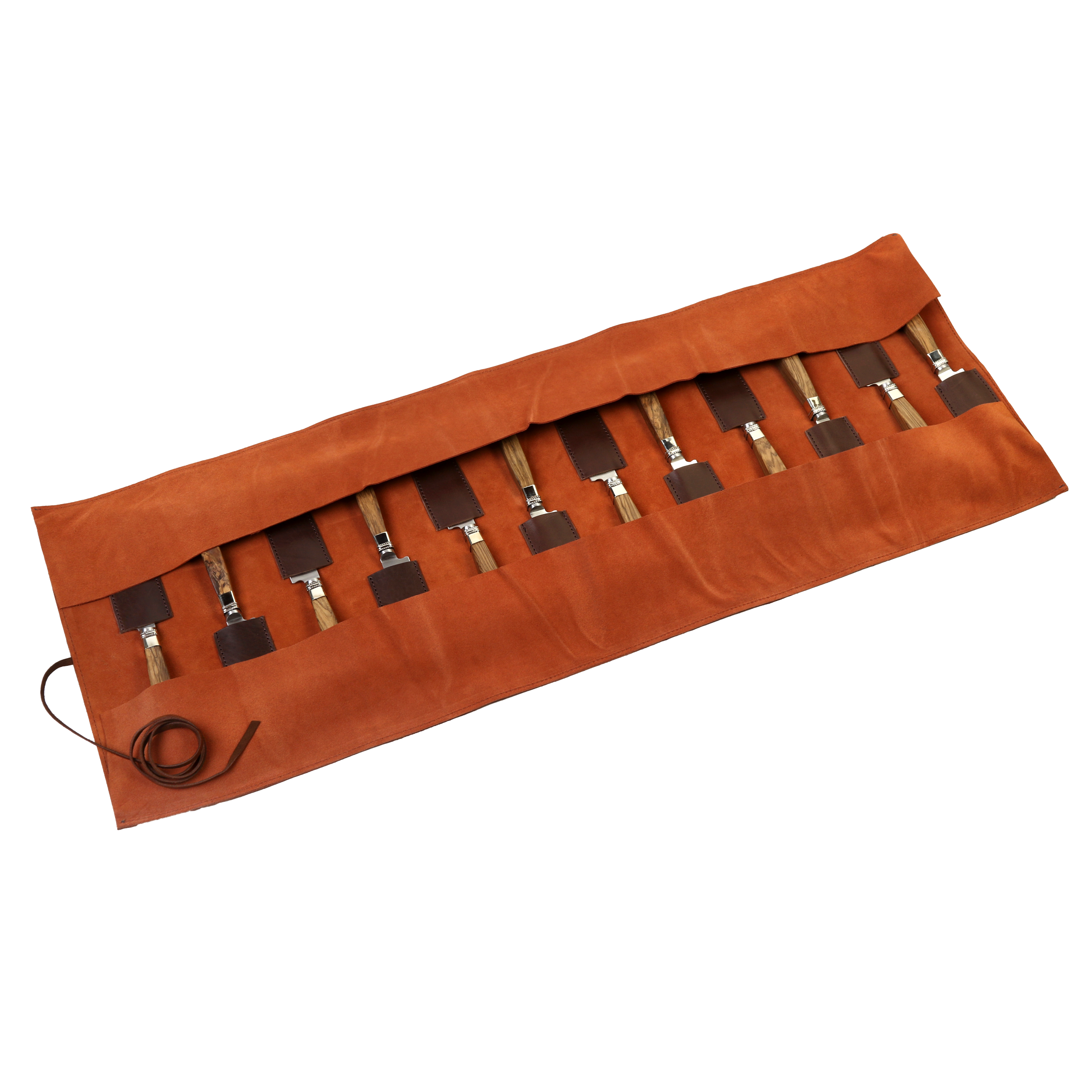 12 Knife Cutlery Set with Squared Wood and Nickel Silver Handles
