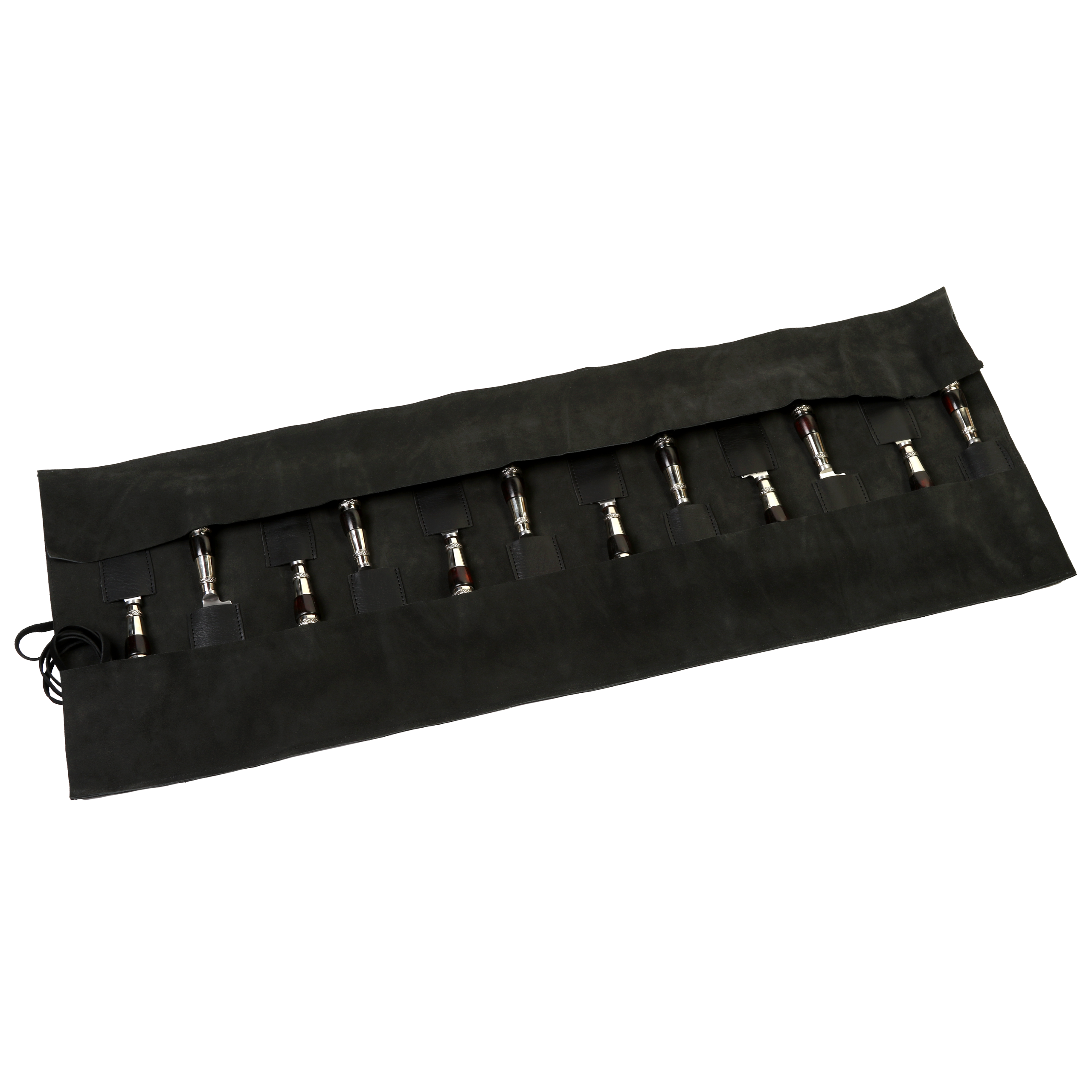 12 Knife Cutlery Set with Black Wood and Nickel Silver Handles