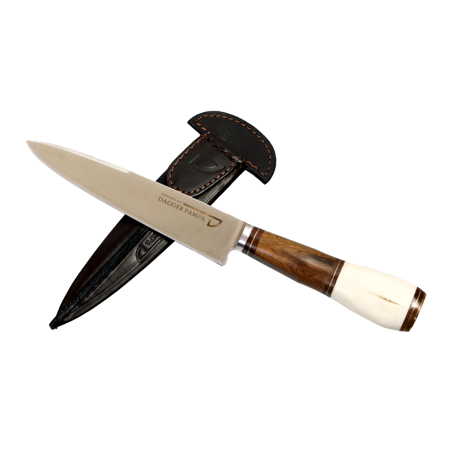 Stainless Steel 440 Knife Blade with Wood and Cow Bone Handle