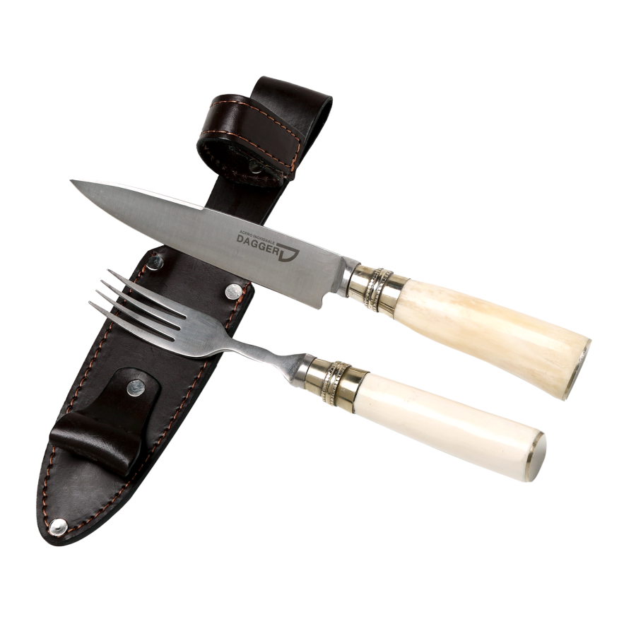 Picnic Knife And Fork Set 5.51" With Foal Bone Handle